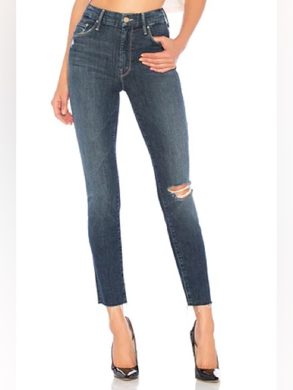 MOTHER High Waisted Looker Ankle Fray in Close To The Edge SZ 27 4